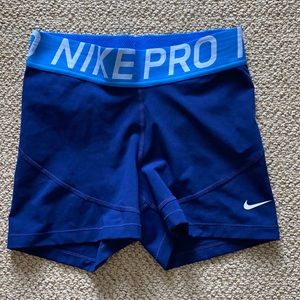 royal blue 3” nike pros, size S.